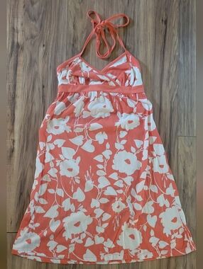 Womens Aeropostale Small Coral and White Halter Dress